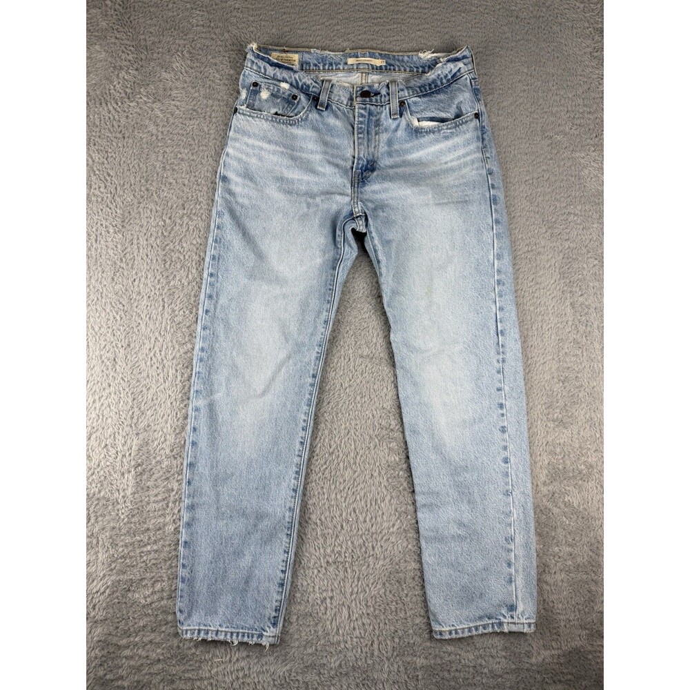 Levis Premium Middy Straight Jeans Womens 27x29 Distressed Blue Light Wash